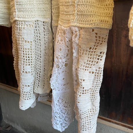double collar handwork knit jacket  white/ type:G