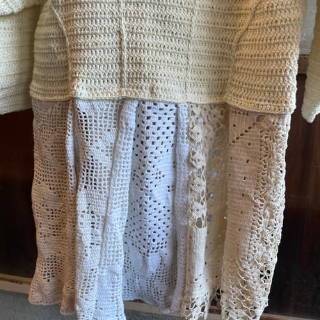 double collar handwork knit jacket  white/ type:D