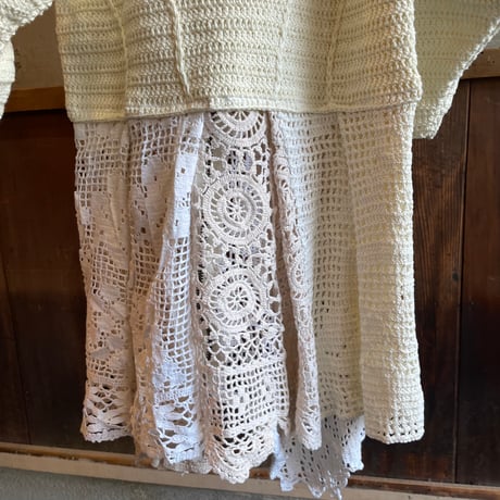 double collar handwork knit jacket  white/ type:A