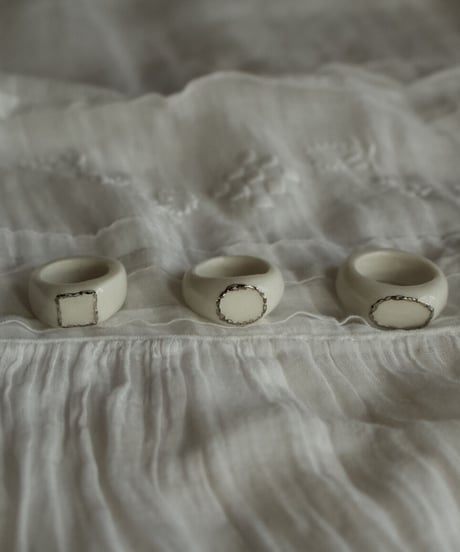 ceramic silver ring <circle> 8号