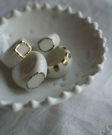ceramic silver ring <circle> 8号
