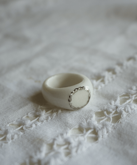 ceramic silver ring <circle> 8号