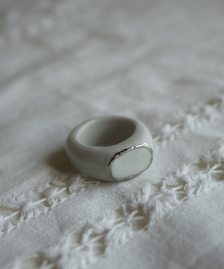 ceramic silver ring <ellipse> 10号