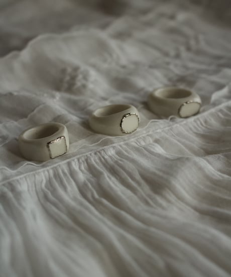 ceramic silver ring <circle> 8号