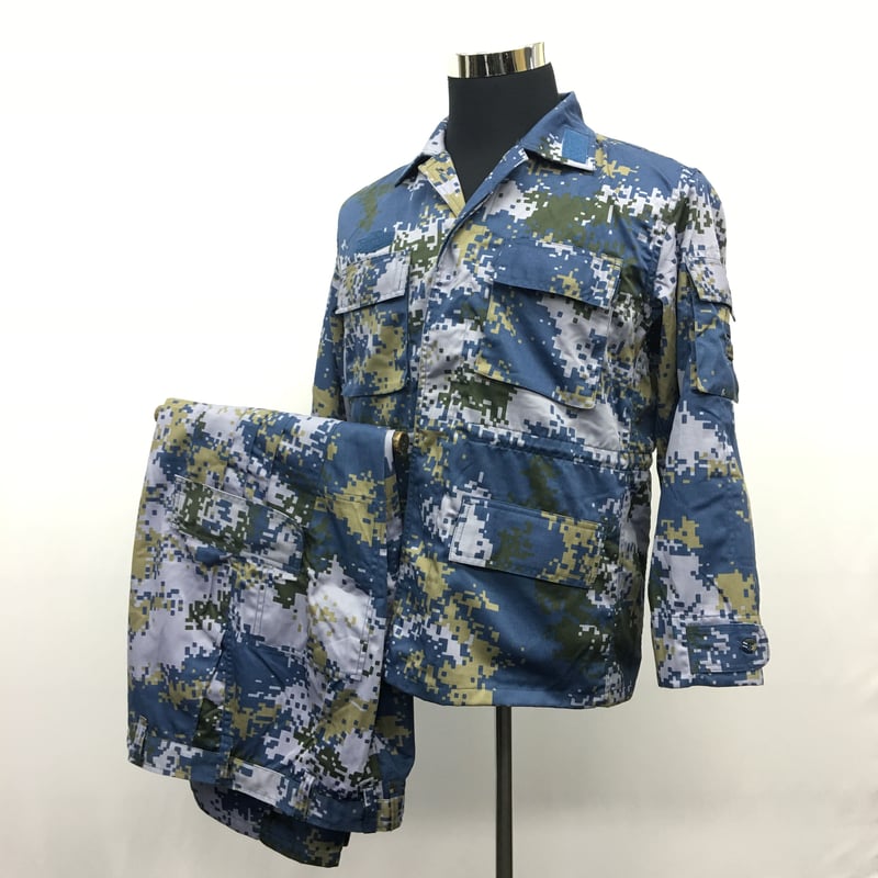 新品未使用 中国軍07式海軍陸戦隊用海洋迷彩戦闘服上下帽子