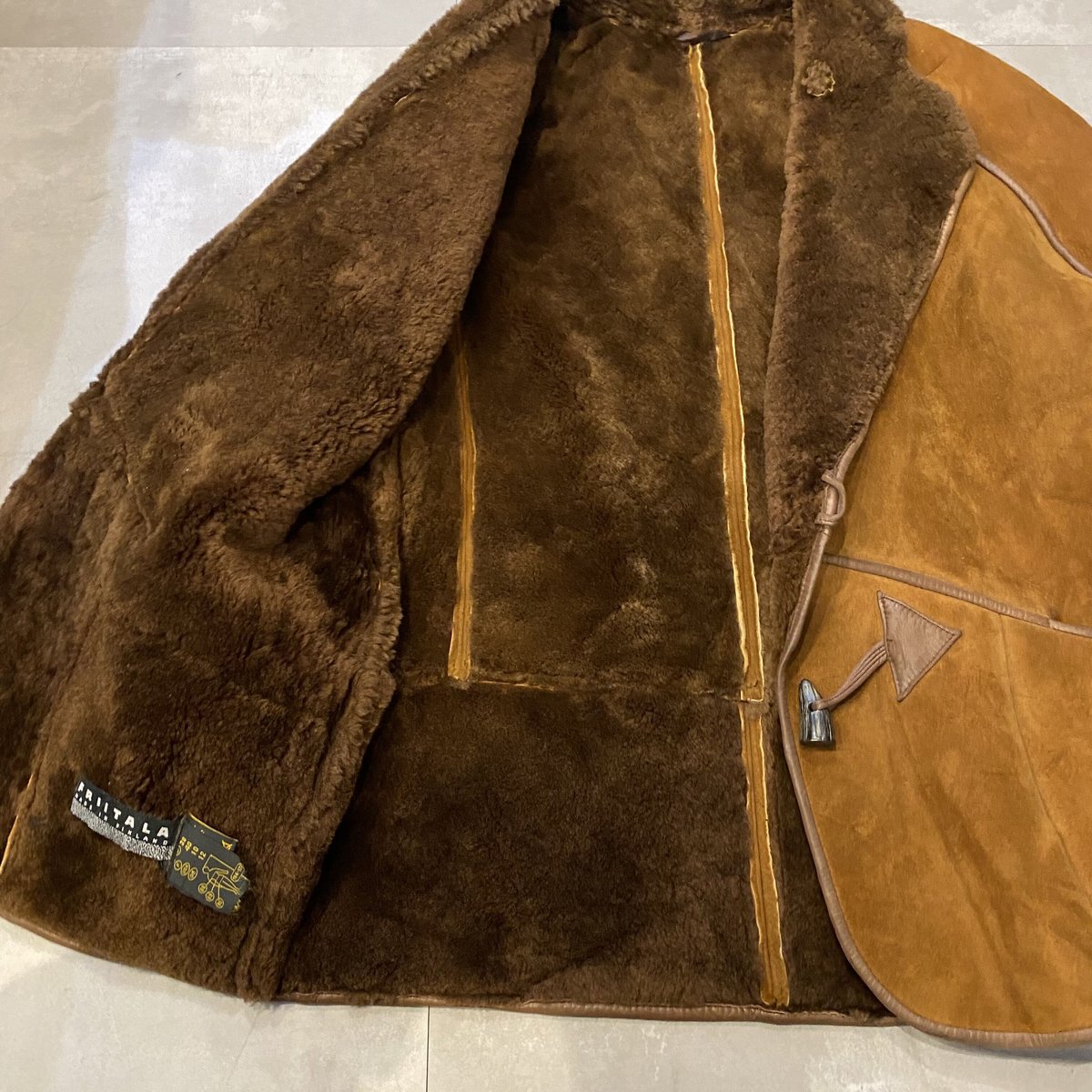 80s~ FRIITALA FINLAND Sheepskin leather Coat ムー
