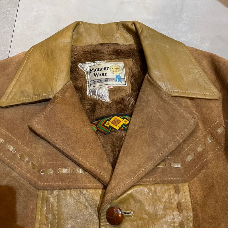 70s Pioneer Wear Leather Boa Jacket 42 | clique 