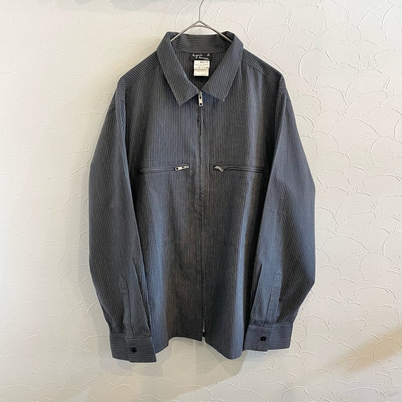 agnes b. homme Paris Stripe Zip up Shirt 40 mad