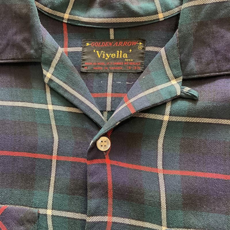 USA製 60s Golden Arrow チェック柄 長袖シャツ L アロー 60s USA製 ヴィンテージ 開襟 チェック柄 長袖 オープン