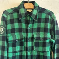 60s L.L. Bean Wool check shirt Buffalo Green M 筆記体タグ