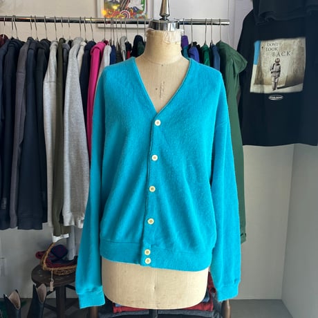 80s SANSABELT Acrylic Cardigan Lightblue XL USA