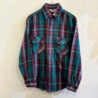 70s FIVE BROTHER Checker Cotton Flannel Shirt M made in usa
