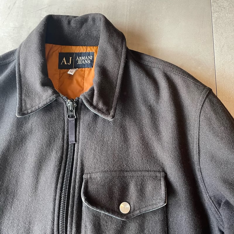90s Armani Jeans Wool Zip up Jacket 52 made in