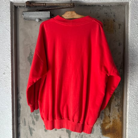 90s  Cotton Sweat Cardigan S Red