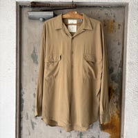 90s Rayon Open Collar Shirt M ベージュ