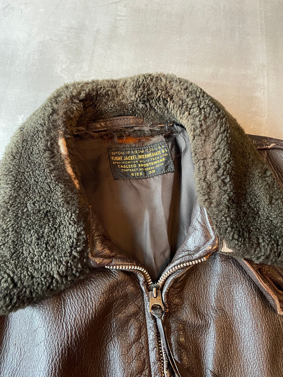 50s USN G1ジャケットサイズ38 50s US NAVY G-1 Leather Flight Jacket 38 | cliq