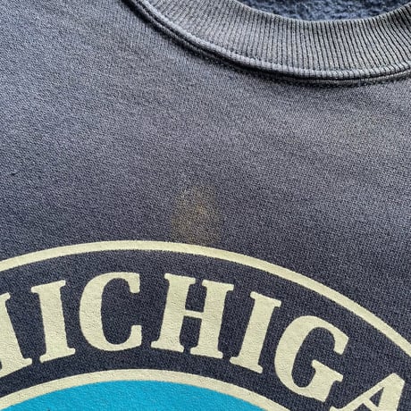 80s90s Jerzees MICHIGAN ASSOCIATIONS LAKE AND STREAM Print Sweat XL made in usa Navy