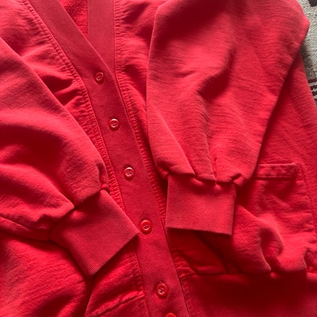 90s  Cotton Sweat Cardigan S Red