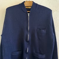 50s Johnny coat Sarby Zip up sweater 46ネイビー