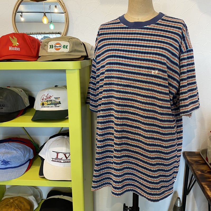 70s HANG TEN パイルボーダーT-shirt XL | clique vintage