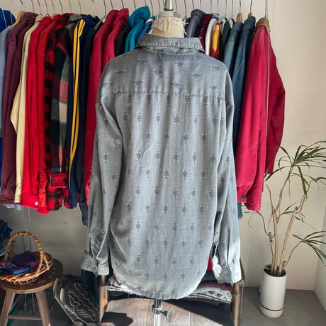 70s~ KENNINGTON Patterned Rayon Open collar Shirt