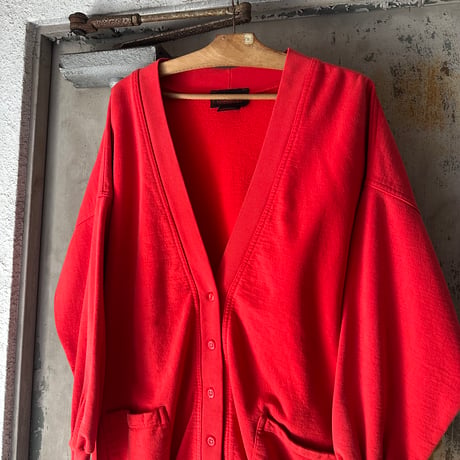 90s  Cotton Sweat Cardigan S Red