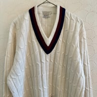 60s70s CAMPUS V neck knit  L ケーブル編みニット