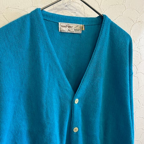 80s SANSABELT Acrylic Cardigan Lightblue XL USA