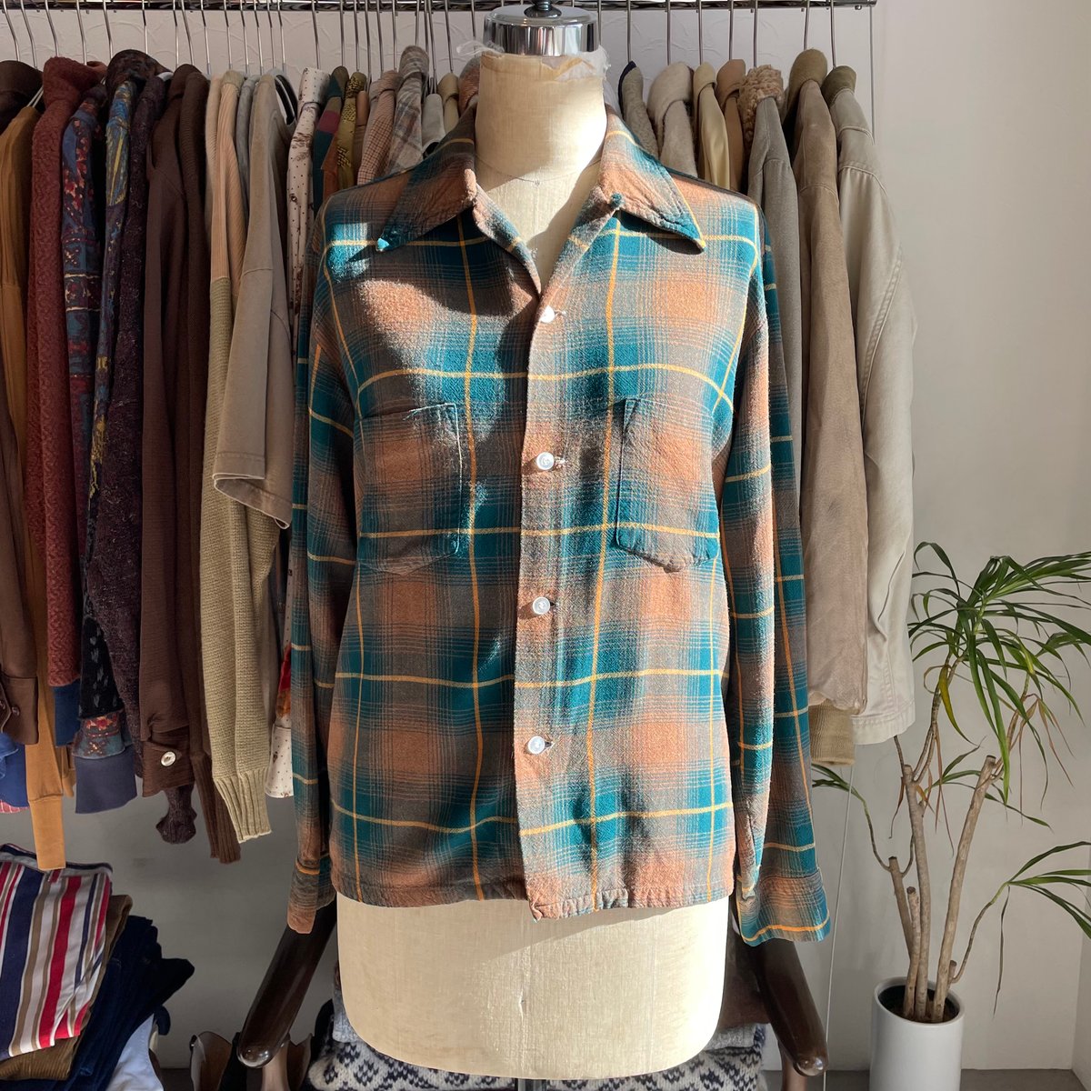 〜60s vintage PENNYS ombre check swingtop NEW》1960's PENNY'S TOWNCRAFT OMBRE CHECK RAYON SHIRT】 1960年代頃