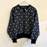 80s~ SADDLES Wool Henley Neck Knit M
