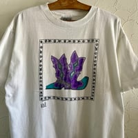 90s VAIL western boot Print T-shirt Onita L42-44