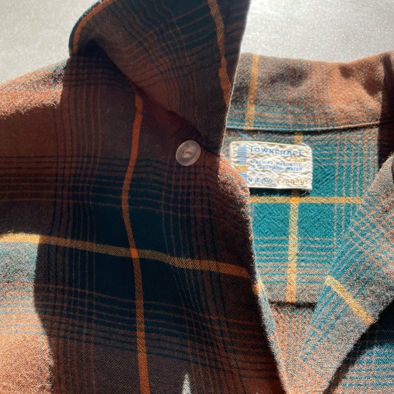 60s Penneys Towncraft Ombre Checked Open Collar