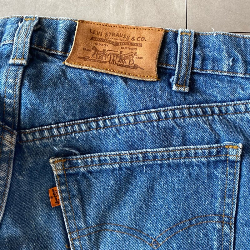 80s Levi's 505-0215 Denim Pants レザーパッチ Orange T 80s Levi's 505-0215 Denim Pants レザーパッチ Orange T