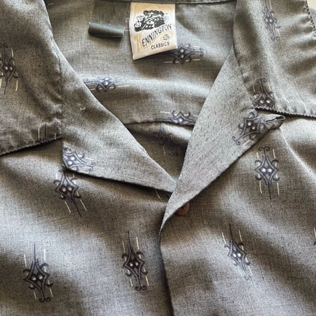 70s~ KENNINGTON Patterned Rayon Open collar Shirt