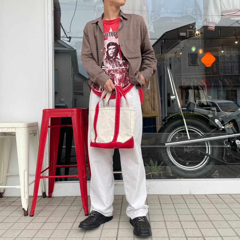 90s L.L.Bean BOAT AND TOTE made in usa Red×Whi