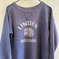 50s~ LINDEN BULLDOGS Front V Sweat ナス紺