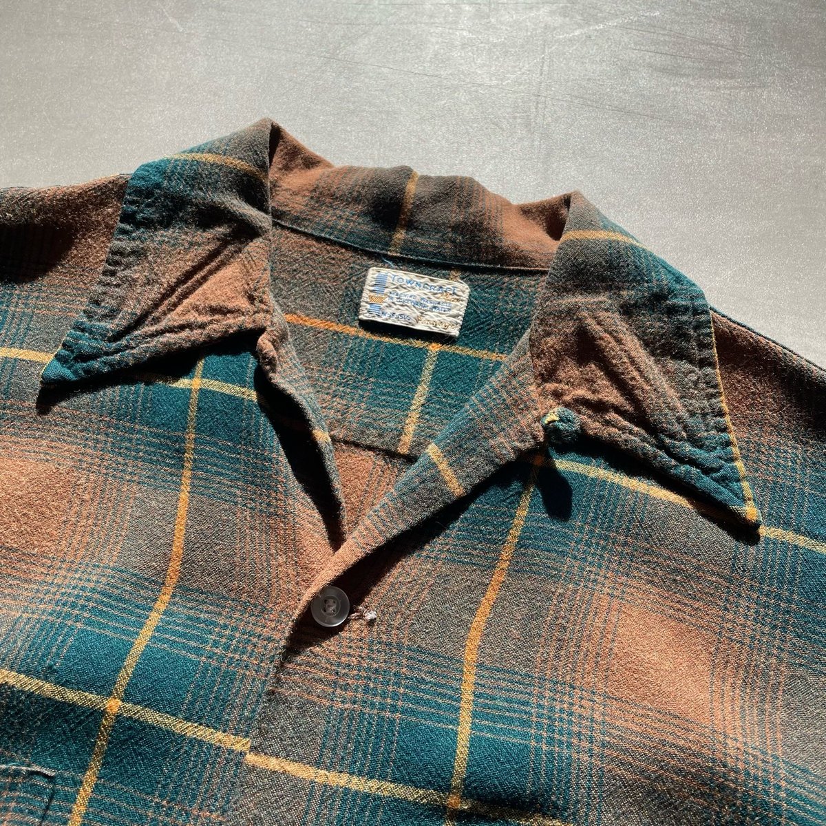 60s Penneys Towncraft Ombre Checked Open Collar