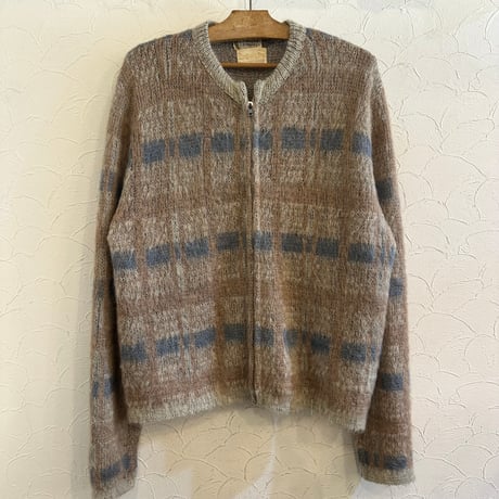 60s Zip up mohair sweater