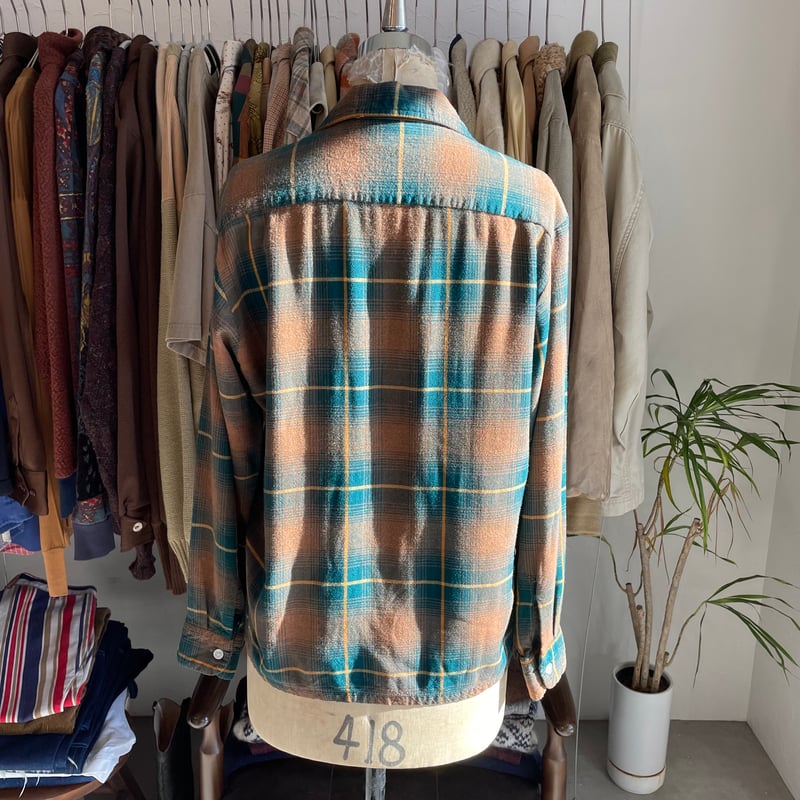 60s Penneys Towncraft Ombre Checked Open Collar
