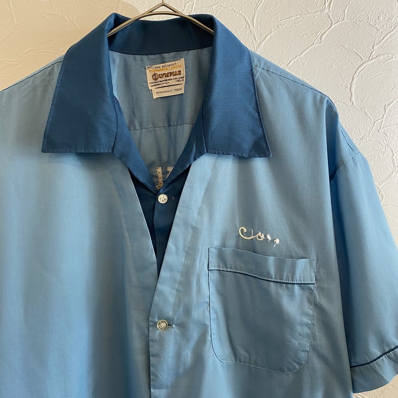 50s~Olympian Bowling Shirt XL Blue | clique vin