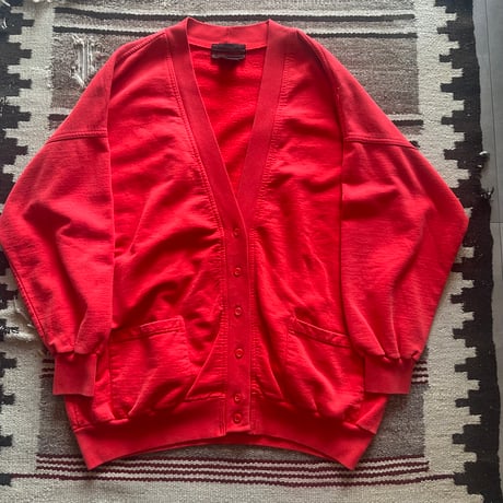 90s  Cotton Sweat Cardigan S Red