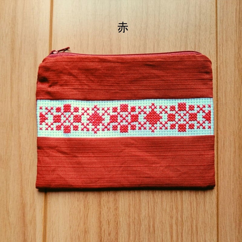 クロスステッチポーチ（幾何学模様A） | handmadebian's STORE