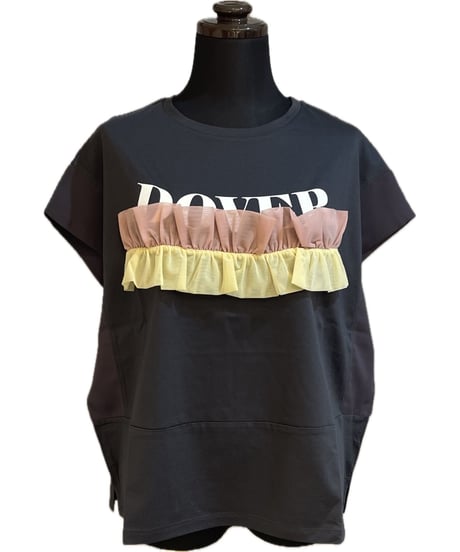 (GALENA)バイカラーフリルTシャツ/70060-4112