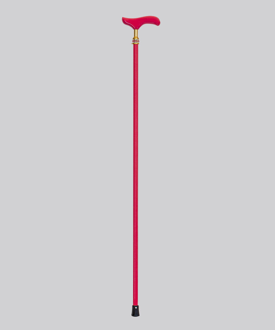 【未使用】高級ストレート杖　ローズレッド✨お洒落ステッキ☆チャップリン（216） Long-03【ピンク】一本杖(ストレートステッキ) 長さ95cm カット可(無償