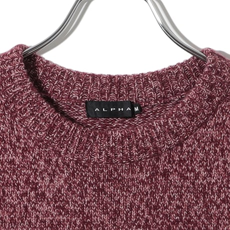 カシミヤ100％メンズ　ラグラン袖成型編みクルーネック
