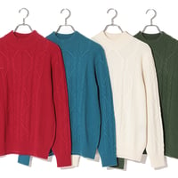 カシミヤ100％メンズ　編み模様ハイネックセーター