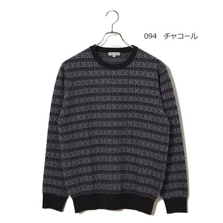 カシミヤ100％メンズクルーネック　「ALPHA」アルファー