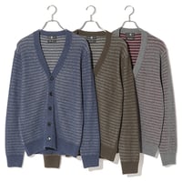 カシミヤ100％メンズ　片畦ジャガード編みカーディガン