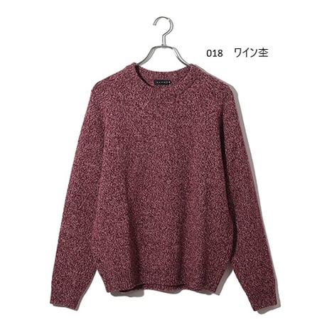 カシミヤ100％メンズ　ラグラン袖成型編みクルーネック