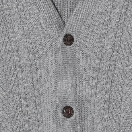 カシミヤ100％メンズ　編み模様カーディガン